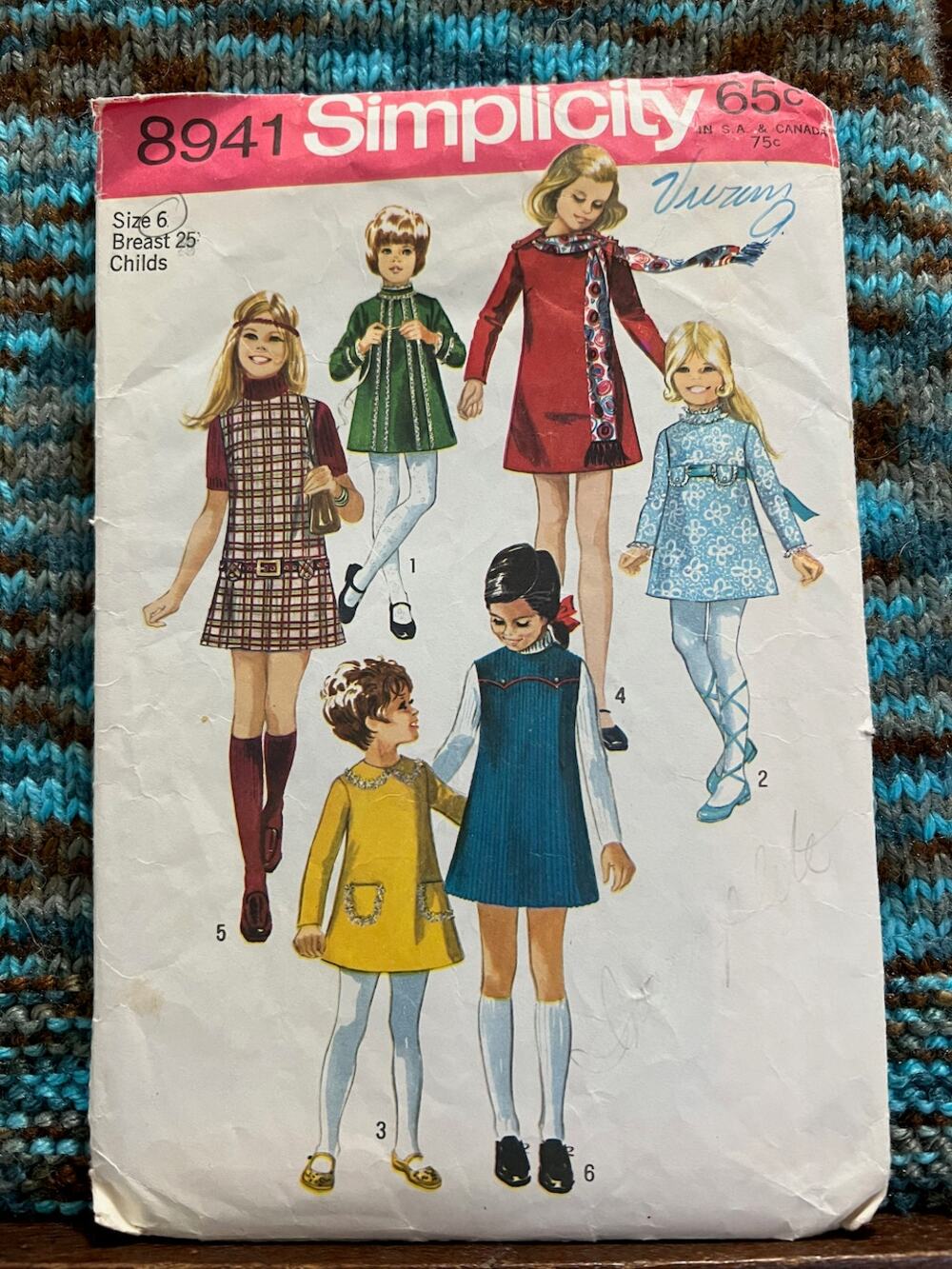 Simplicity sewing pattern 8941 Girls Aline mini dress sz 6